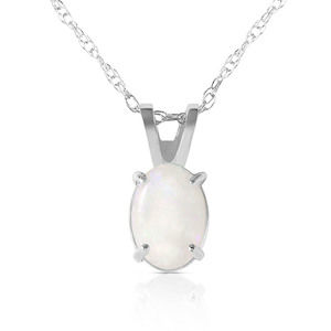 14K. SOLID GOLD NECKLACE WITH NATURAL OPAL (White Gold)